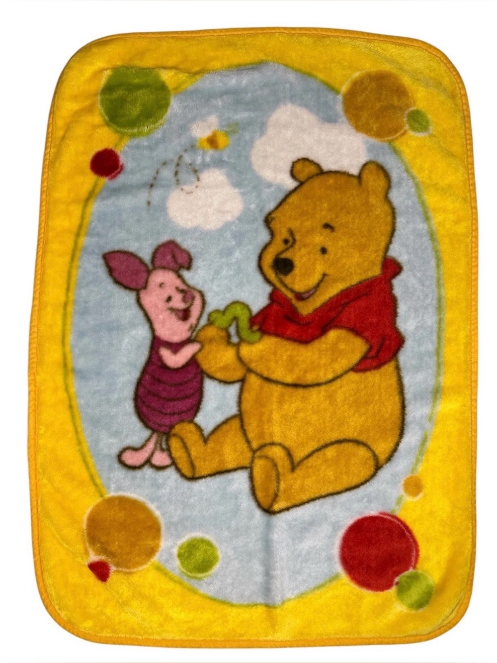 Disney Baby Winnie The Pooh & Piglet Plush Nursery Blanket Vintage 30"x 42”